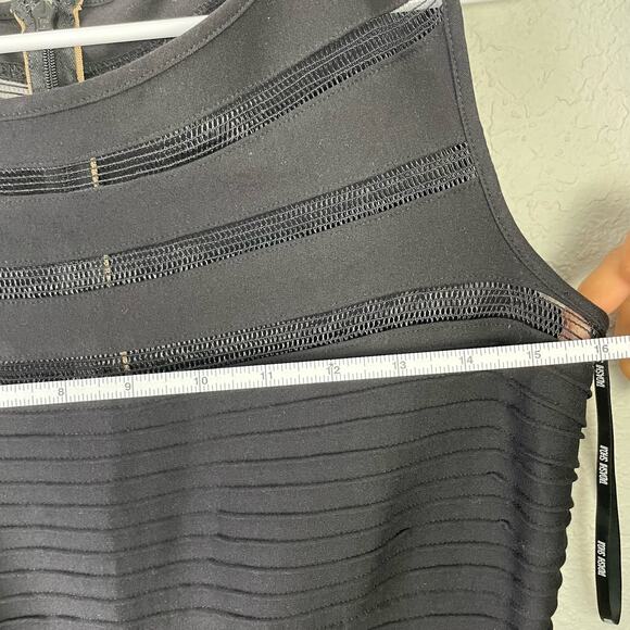 Tadashi Shoji Mesh Illusion Striped Dress Black Fit & Flare Size Medium NWT - Picture 11 of 11